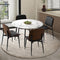 Oikiture Round Dining Table Set 4 Chairs PU Black Marble 110cm Modern