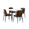 Oikiture Round Dining Table & 4PCS Dining Chairs PU Black