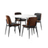 Oikiture Round Dining Table & 4PCS Dining Chairs PU Black