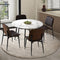 Round Dining Table Set 4 Chairs PU Walnut Marble Look 110cm