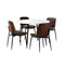 Round Dining Table & 4PCS Dining Chairs PU Walnut