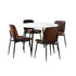 Round Dining Table & 4PCS Dining Chairs PU Walnut