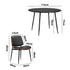 Oikiture 110cm Round Dining Table with 4PCS Dining Chairs Leather Black