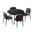 Oikiture 110cm Round Dining Table with 4PCS Dining Chairs Leather Black