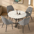 Oikiture 5PCS Dining Table Set Round Table and Chairs Grey Fabric