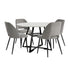 Oikiture 5PCS Dining Table Set Round Table and Chairs Grey Fabric