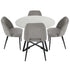 Oikiture 5PCS Dining Table Set Round Table and Chairs Grey Fabric