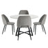 Oikiture 5PCS Dining Table Set Round Table and Chairs Grey Fabric