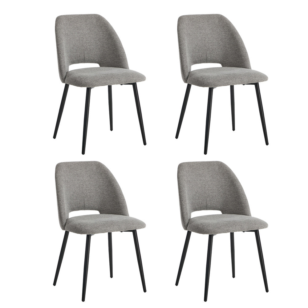 Oikiture 5PCS Dining Table Set Round Table and Chairs Grey Fabric