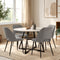 Oikiture 5PCS Dining Table Set Round Table and Chairs Grey Fabric