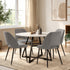Oikiture 5PCS Dining Table Set Round Table and Chairs Grey Fabric