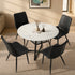 Oikiture 5PCS Dining Table Set Round Table and Chairs PU Leather