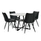 Oikiture 5PCS Dining Table Set Round Table and Chairs PU Leather