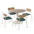 Round Dining Set – 100cm Wood‑Grain Table with 4 Green Upholstered Chairs