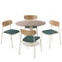 Round Dining Set – 100cm Wood‑Grain Table with 4 Green Upholstered Chairs