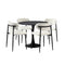Oikiture 90cm Round Dining Table with 4x Dining Chairs Boucle Black&White