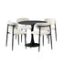 Oikiture 90cm Round Dining Table with 4x Dining Chairs Boucle Black&White