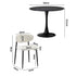 Oikiture 90cm Round Dining Table with 4x Dining Chairs Boucle Black&White
