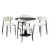 Oikiture 90cm Round Dining Table with 4x Dining Chairs Boucle Black&White