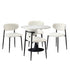 Oikiture 90cm Round Dining Table with 4x Dining Chairs Boucle White