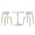 Oikiture 60cm Round Dining Table with 2x Dining Chairs Boucle White