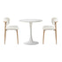 Oikiture 60cm Round Dining Table with 2x Dining Chairs Boucle White