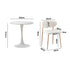 Oikiture 60cm Round Dining Table with 2x Dining Chairs Boucle White