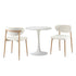 Oikiture 60cm Round Dining Table with 2x Dining Chairs Boucle White