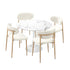Oikiture 90cm Round Dining Table with 4x Dining Chairs Boucle White&Gold