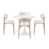 Oikiture 90cm Round Dining Table with 4x Dining Chairs Boucle White&Gold