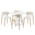Oikiture 90cm Round Dining Table with 4x Dining Chairs Boucle White&Gold
