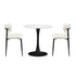 Oikiture 60cm Round Dining Table with 2x Dining Chairs Boucle White&Black