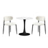 Oikiture 60cm Round Dining Table with 2x Dining Chairs Boucle White&Black