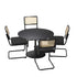 90cm Round Dining Table with 5PCS Dining Chairs PU Leather Black