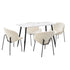 120cm Rectangle Dining Table with 4 Chairs Sherpa White