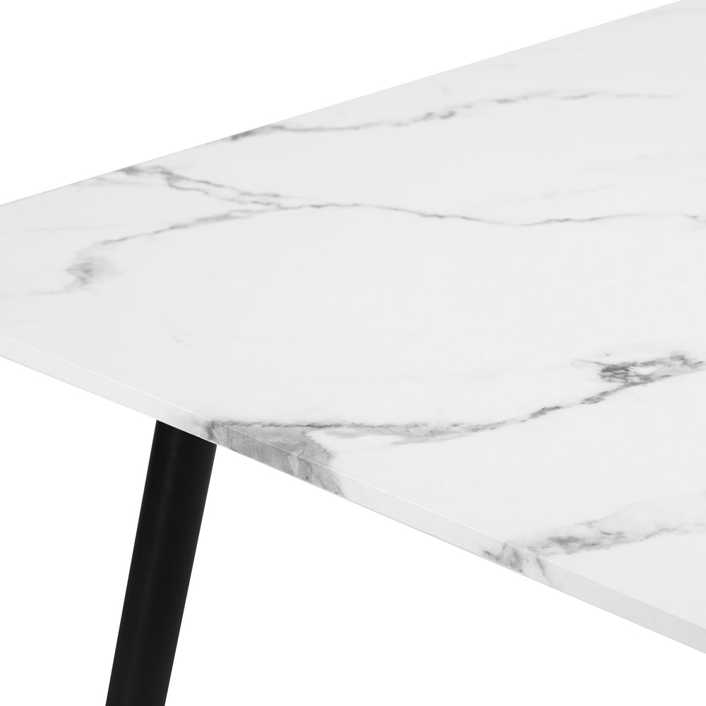 120cm Rectangle Dining Table with 6 Chairs Sherpa White