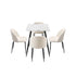 120cm Rectangle Dining Table with 4PCS Chairs White Sherpa