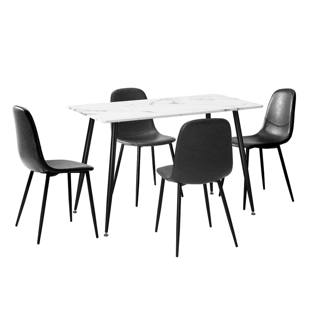 120cm Rectangle Dining Table with 4PCS Chairs PU Grey