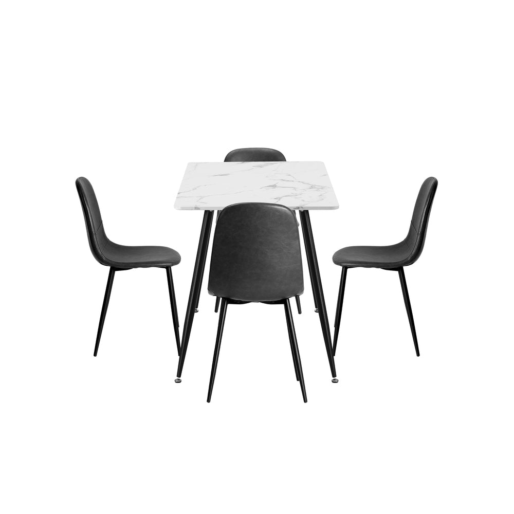 120cm Rectangle Dining Table with 4PCS Chairs PU Grey