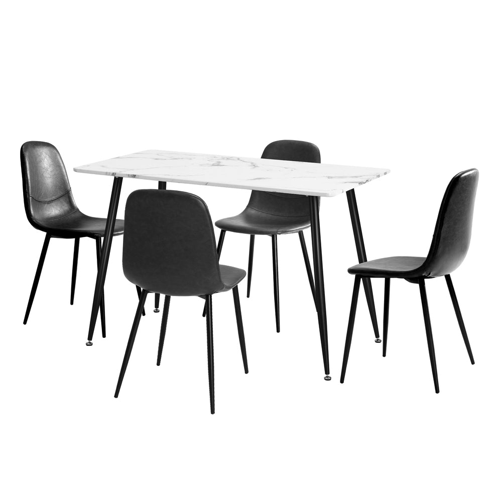 120cm Rectangle Dining Table with 4PCS Chairs PU Grey