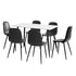 120cm Rectangle Dining Table with 6PCS Chairs PU Grey