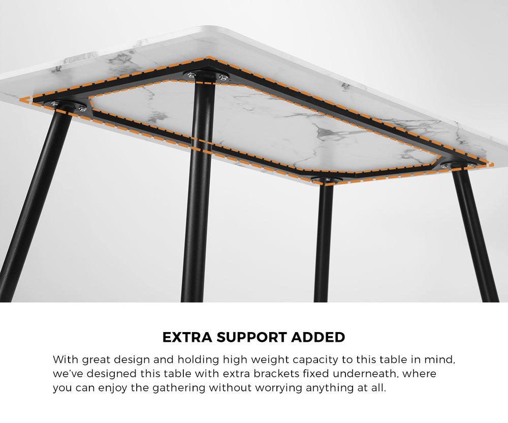 120cm Rectangle Dining Table with 4PCS Chairs Gold&White
