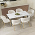 120cm Rectangle Dining Table with 6PCS Chairs Gold&White