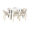 120cm Rectangle Dining Table with 6PCS Chairs Gold&White
