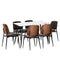 Oikiture 120cm Rectangle Dining Table with 6PCS Chairs PU Black