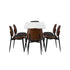 Oikiture 120cm Rectangle Dining Table with 6PCS Chairs PU Black