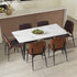 Oikiture 120cm Rectangle Dining Table with 6PCS Chairs PU Walnut