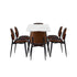 Oikiture 120cm Rectangle Dining Table with 6PCS Chairs PU Walnut