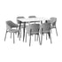 120cm Rectangle Dining Table with 6PCS Chairs Fabric Grey