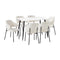 120cm Rectangle Dining Table with 6PCS Chairs Sherpa White